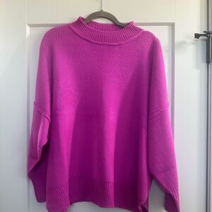 She + Sky Fuchsia Ribbed Knit Top